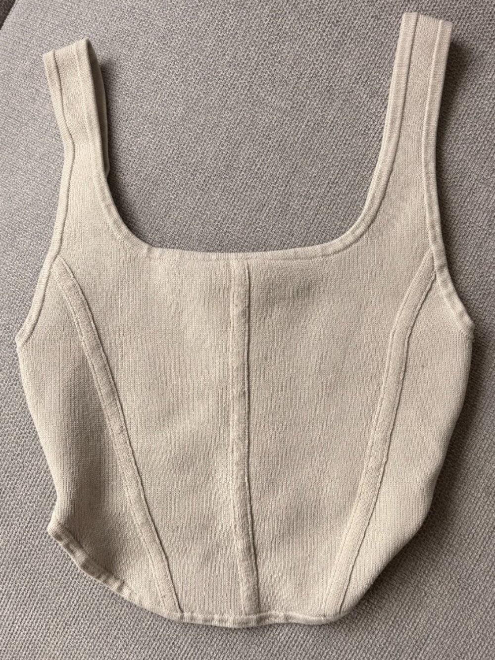Babaton Aritzia Corset Style Knit Crop Tank Top Beige XS